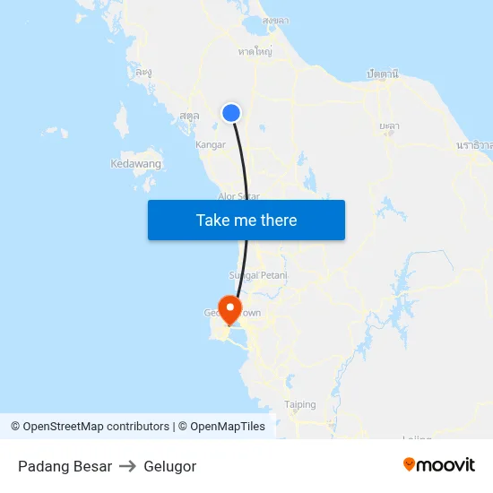 Padang Besar to Gelugor map