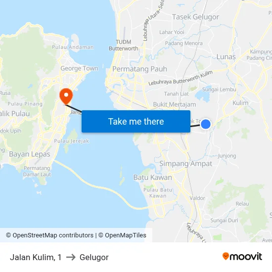 Jalan Kulim, 1 to Gelugor map