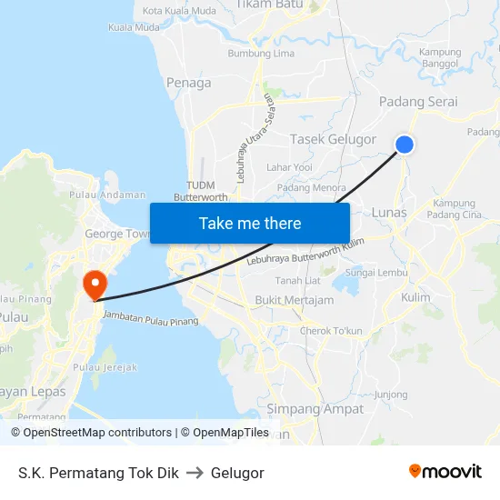 S.K. Permatang Tok Dik to Gelugor map