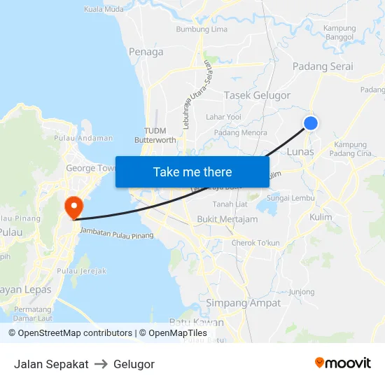Jalan Sepakat to Gelugor map