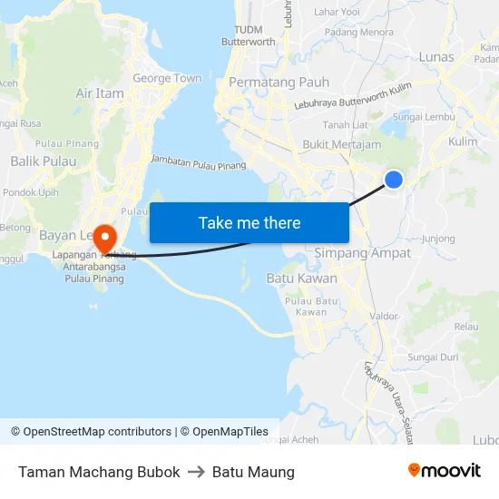 Taman Machang Bubok to Batu Maung map