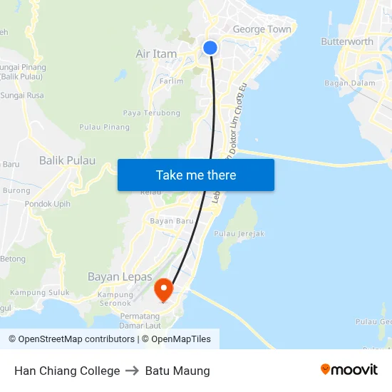 Han Chiang College to Batu Maung map
