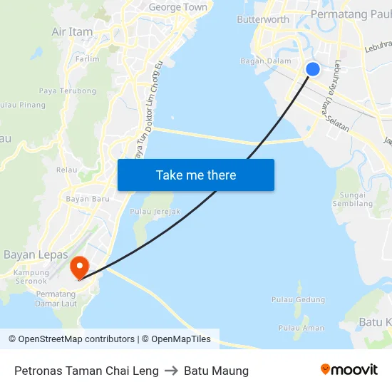 Petronas Taman Chai Leng to Batu Maung map
