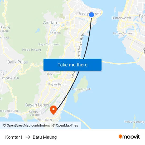 Komtar II to Batu Maung map