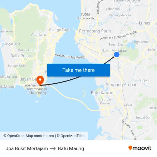 Jpa Bukit Mertajam to Batu Maung map