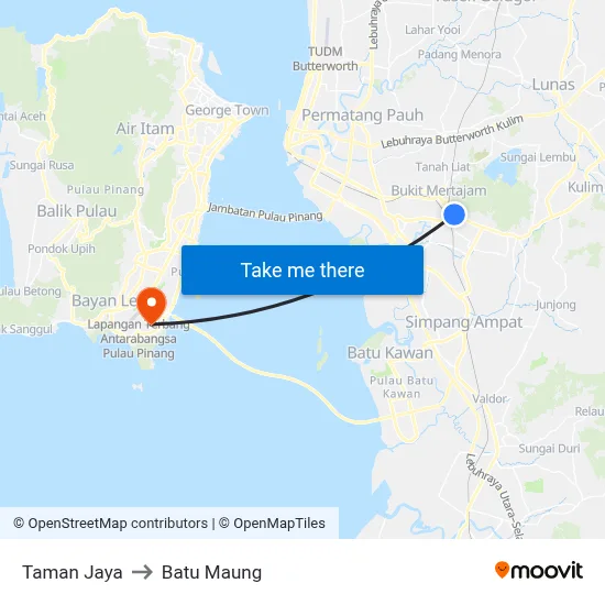 Taman Jaya to Batu Maung map