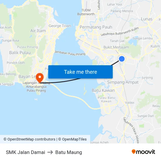 SMK Jalan Damai to Batu Maung map