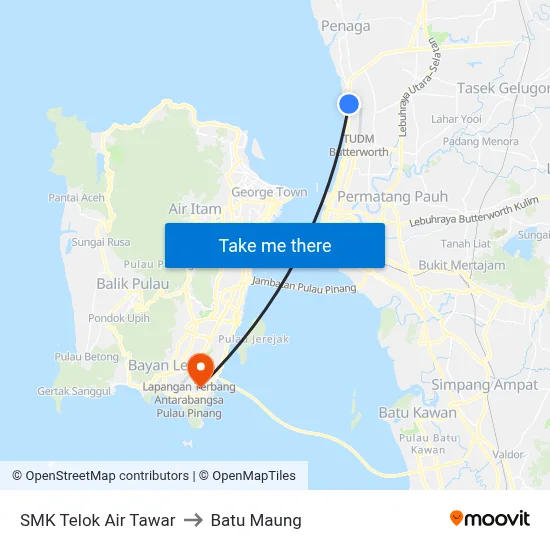 SMK Telok Air Tawar to Batu Maung map