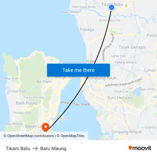 Tikam Batu to Batu Maung map