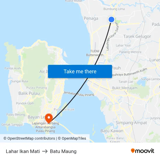 Lahar Ikan Mati to Batu Maung map