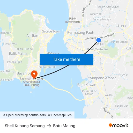 Shell Kubang Semang to Batu Maung map