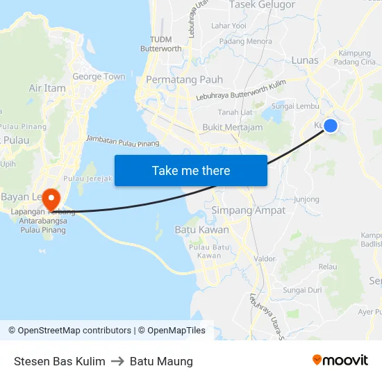 Stesen Bas Kulim to Batu Maung map
