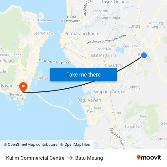 Kulim Commercial Centre to Batu Maung map