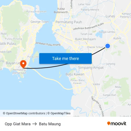 Opp Giat Mara to Batu Maung map