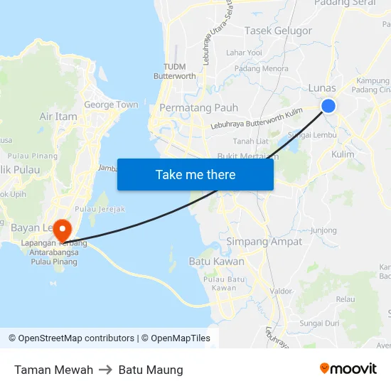 Taman Mewah to Batu Maung map