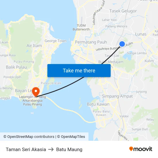 Taman Seri Akasia to Batu Maung map