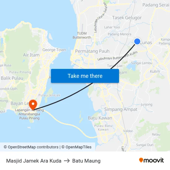 Masjid Jamek Ara Kuda to Batu Maung map