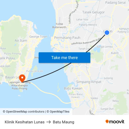 Klinik Kesihatan Lunas to Batu Maung map