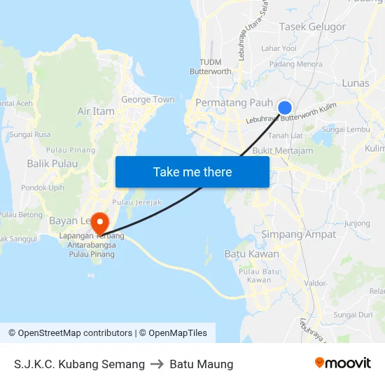 S.J.K.C. Kubang Semang to Batu Maung map