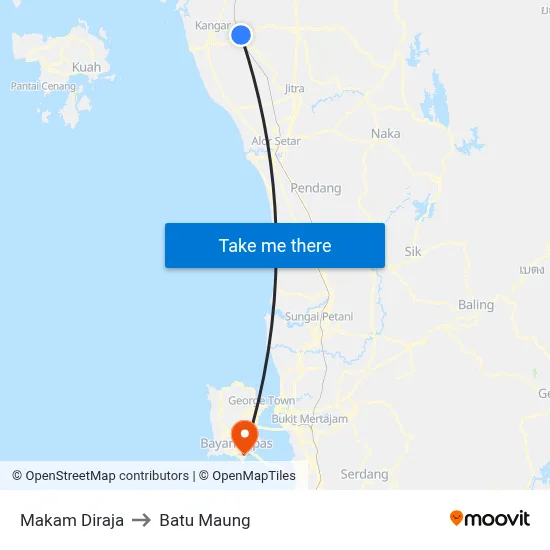 Makam Diraja to Batu Maung map