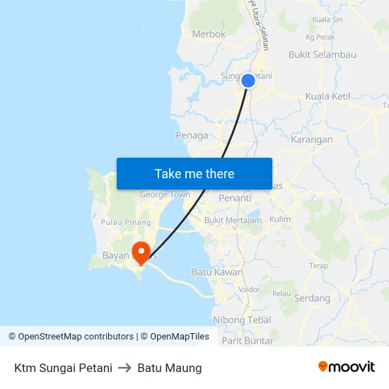 Ktm Sungai Petani to Batu Maung map