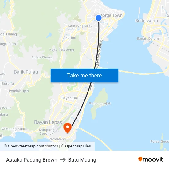 Astaka Padang Brown to Batu Maung map