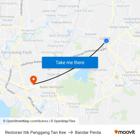 Restoran Itik Panggang Tan Kee to Bandar Perda map