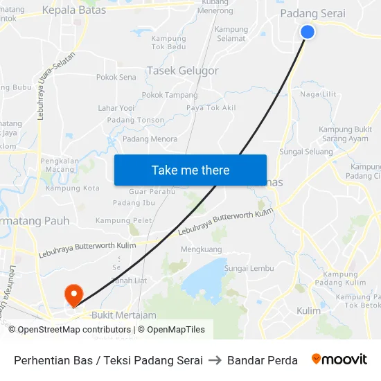 Perhentian Bas / Teksi Padang Serai to Bandar Perda map