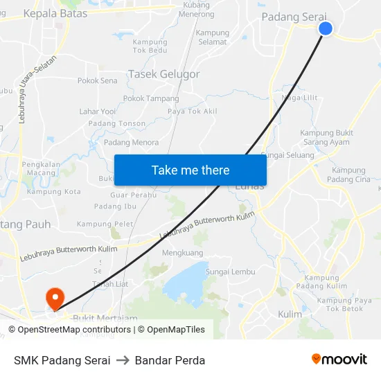 SMK Padang Serai to Bandar Perda map
