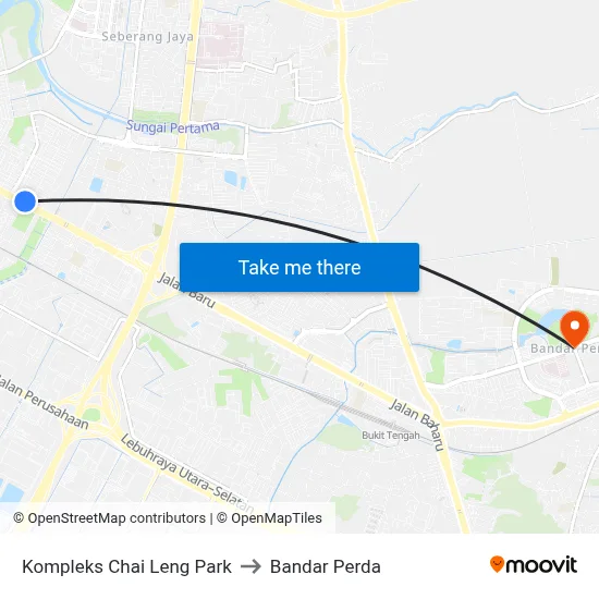 Kompleks Chai Leng Park to Bandar Perda map