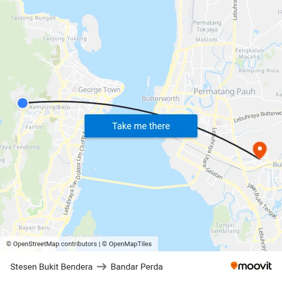 Stesen Bukit Bendera to Bandar Perda map