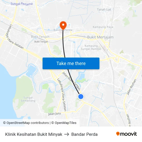 Klinik Kesihatan Bukit Minyak to Bandar Perda map