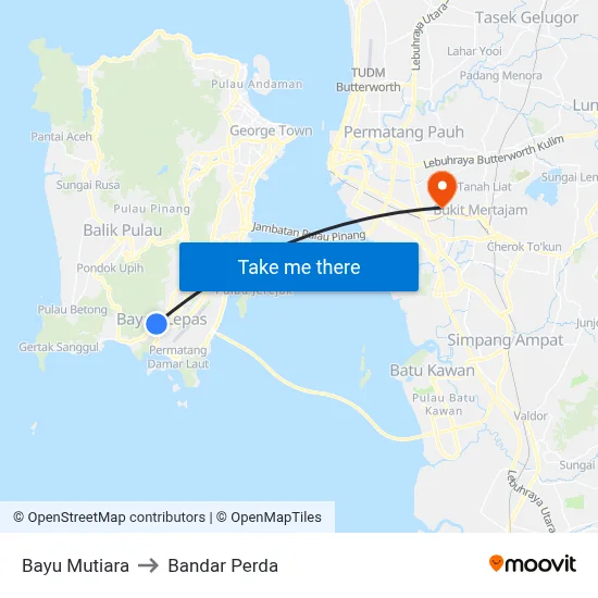 Bayu Mutiara to Bandar Perda map