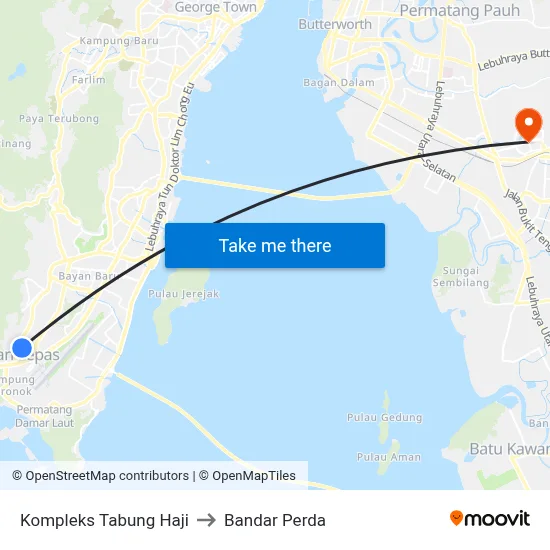 Kompleks Tabung Haji to Bandar Perda map