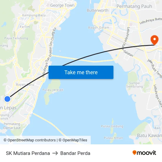 SK Mutiara Perdana to Bandar Perda map