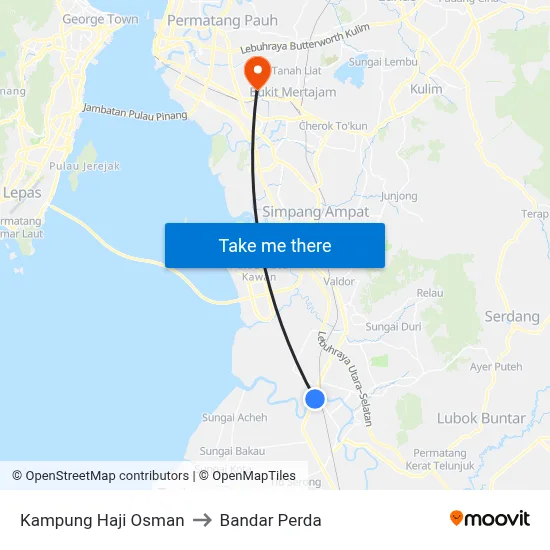 Kampung Haji Osman to Bandar Perda map