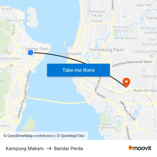 Kampung Makam to Bandar Perda map