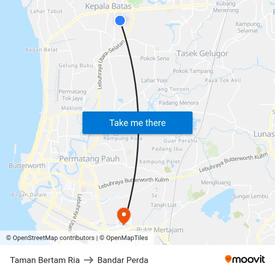Taman Bertam Ria to Bandar Perda map