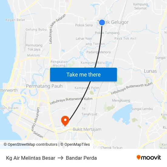 Kg Air Melintas Besar to Bandar Perda map