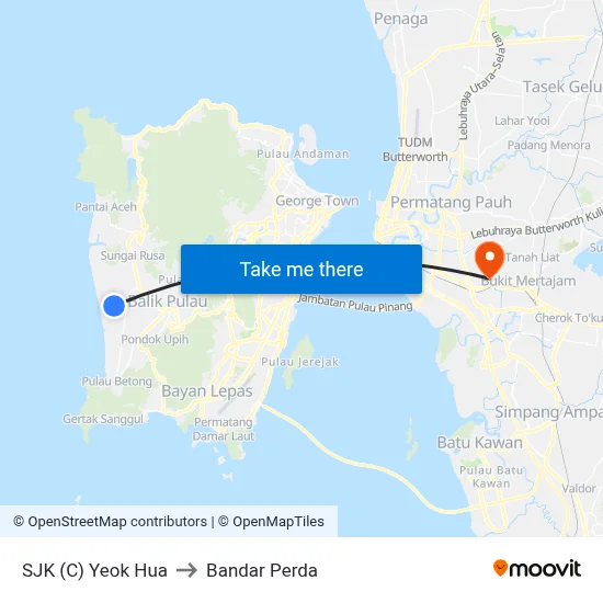SJK (C) Yeok Hua to Bandar Perda map