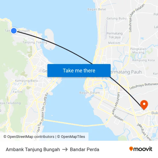 Ambank Tanjung Bungah to Bandar Perda map