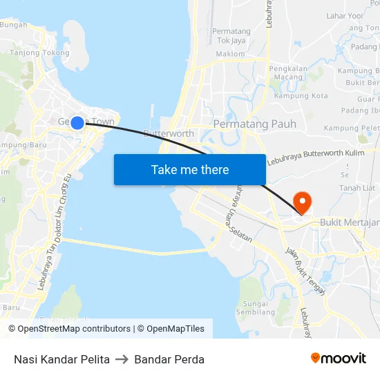 Nasi Kandar Pelita to Bandar Perda map