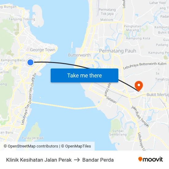 Klinik Kesihatan Jalan Perak to Bandar Perda map