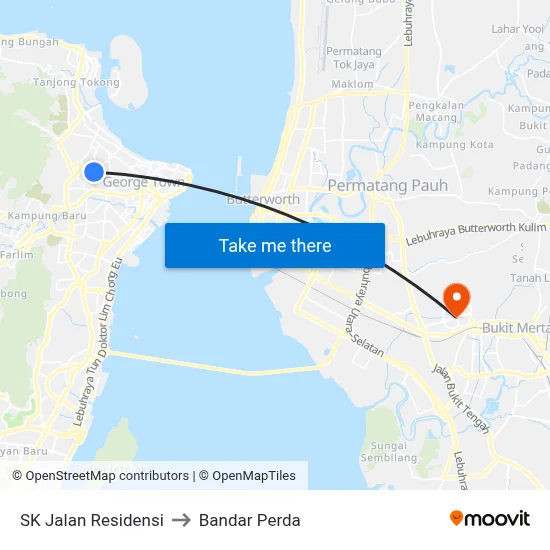 SK Jalan Residensi to Bandar Perda map