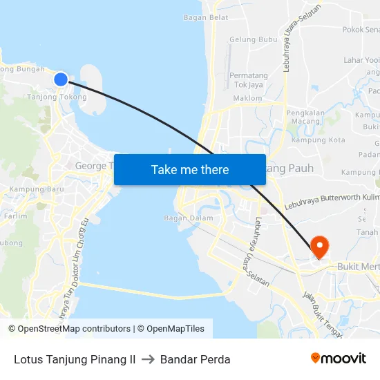 Lotus Tanjung Pinang II to Bandar Perda map