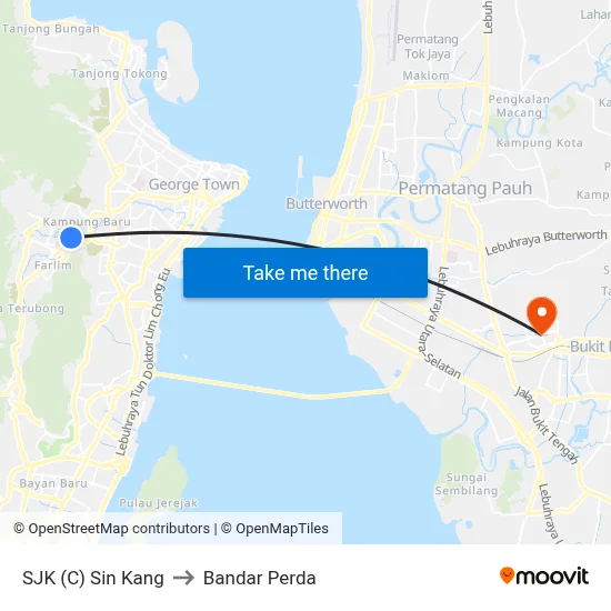 SJK (C) Sin Kang to Bandar Perda map