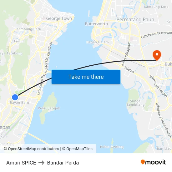 Amari SPICE to Bandar Perda map