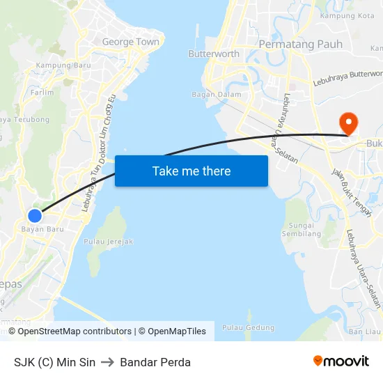 SJK (C) Min Sin to Bandar Perda map