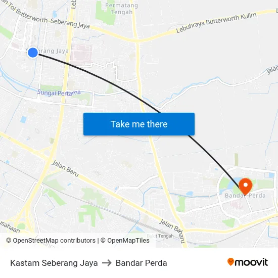 Kastam Seberang Jaya to Bandar Perda map