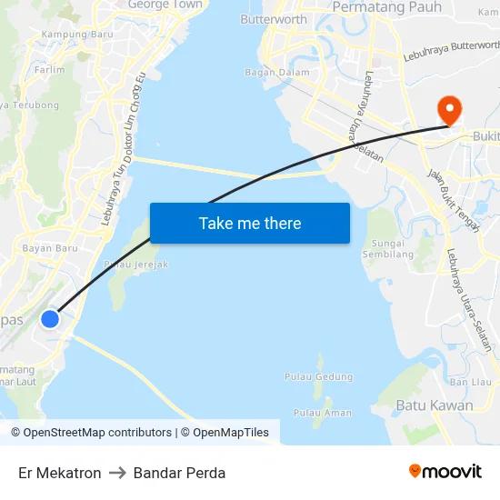 Er Mekatron to Bandar Perda map